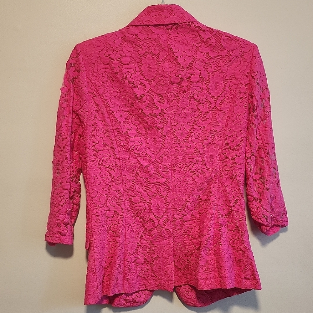 NWOT Fate Hot Pink Elegant Lace Blazer - Picture 7 of 9